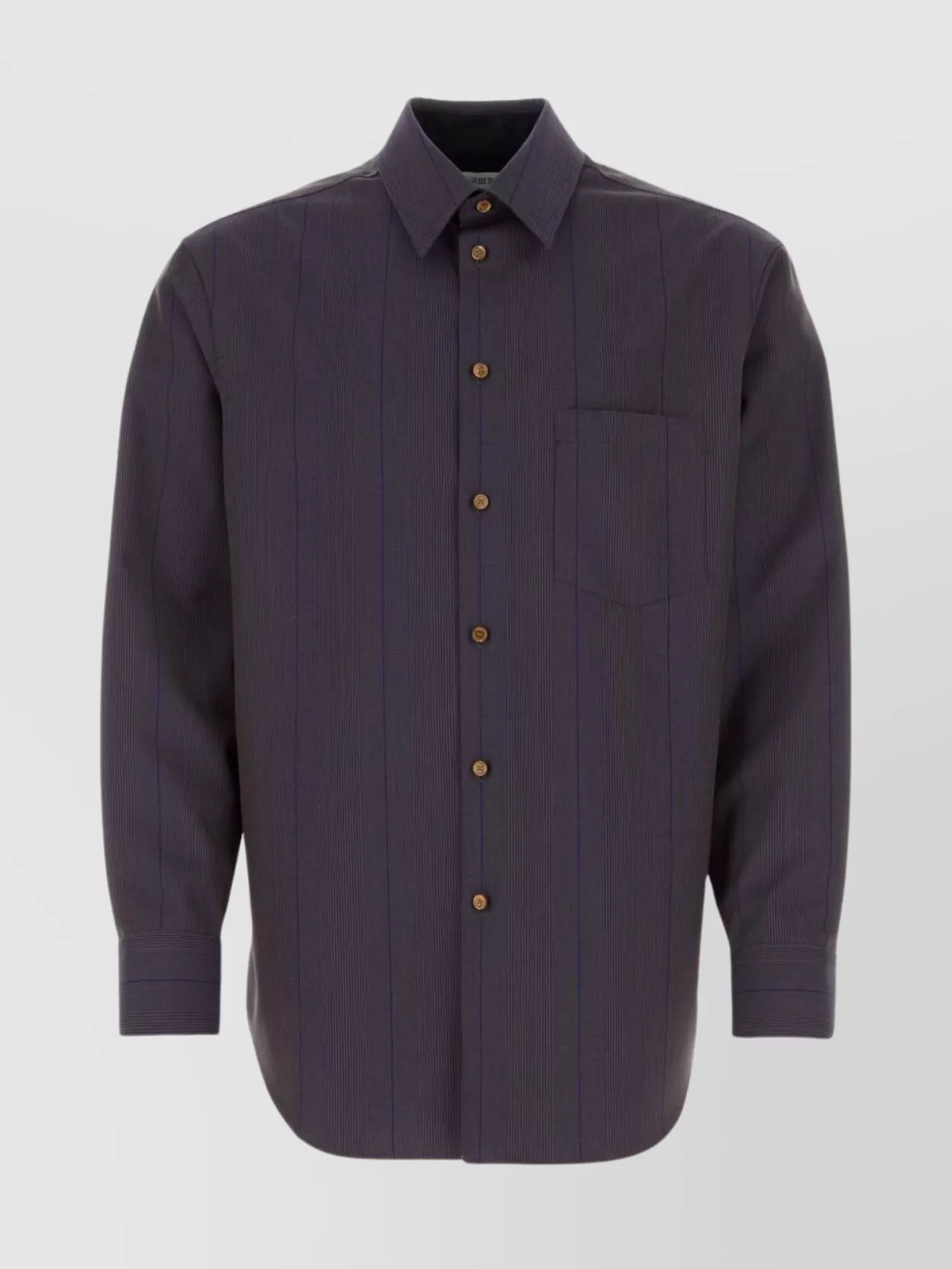 Shop Burberry Wool Shirt With Embroidered Stripes And Pocket