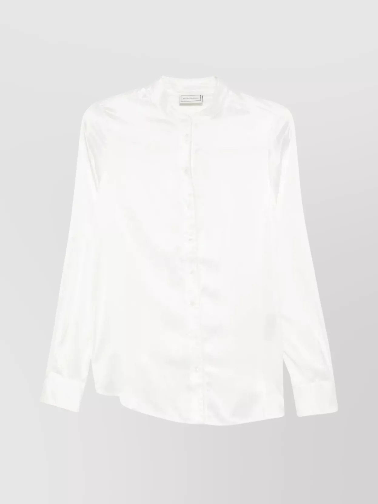 Pierre Louise Mascia Long Sleeve Satin Shirt With Curved Hem In White