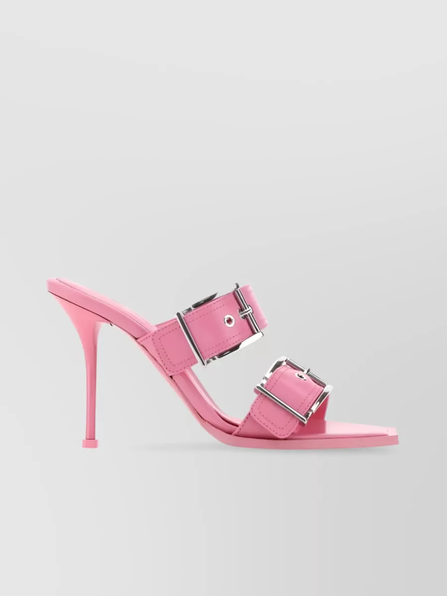 Shop Alexander Mcqueen Buckle-detail 100mm Sandals In Pink