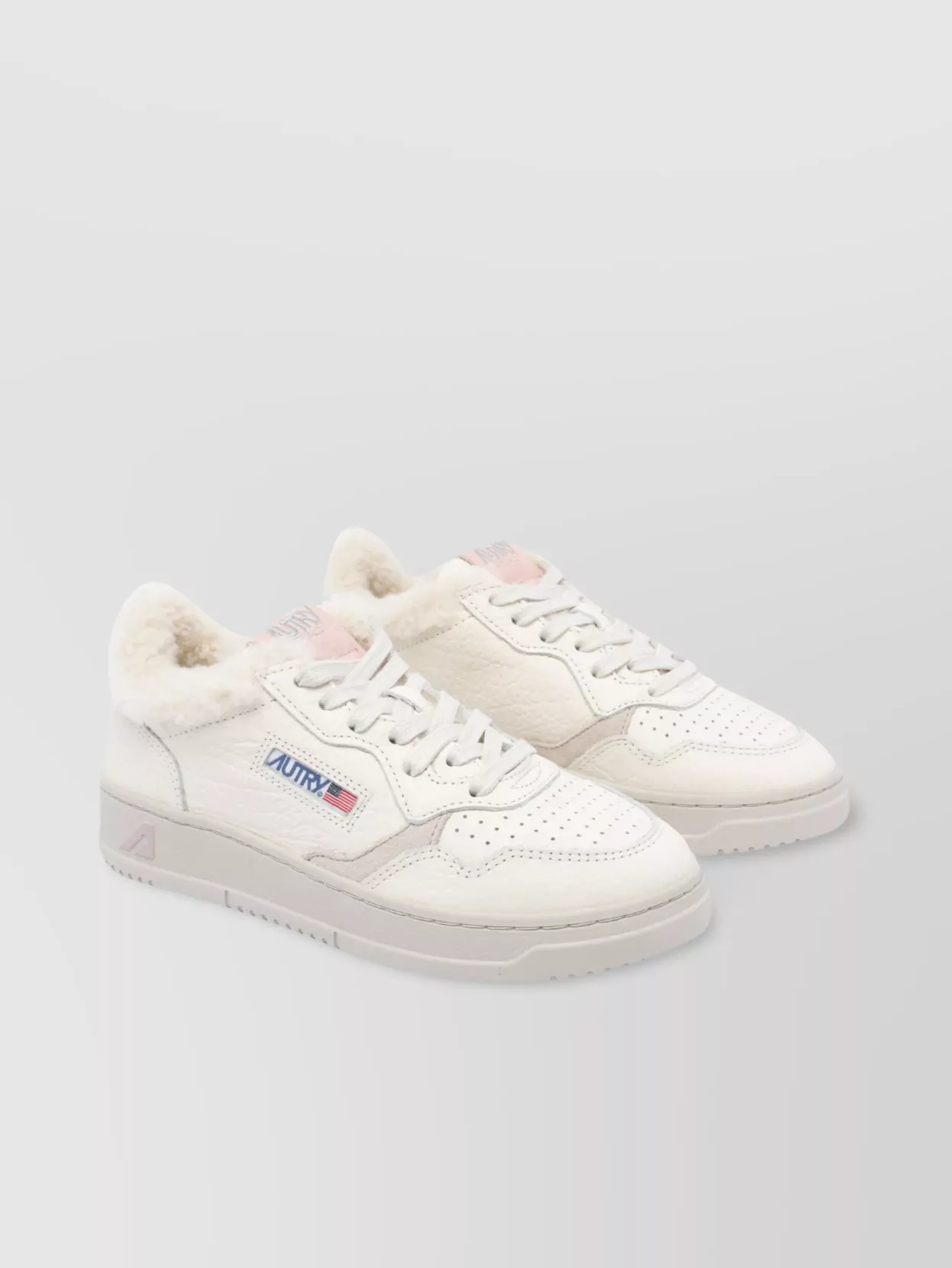 Autry Low Top Leather Sneakers With Faux Fur Effect