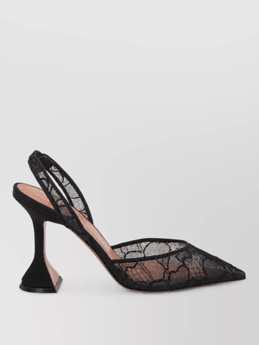 Amina Muaddi silk lace slingback mules