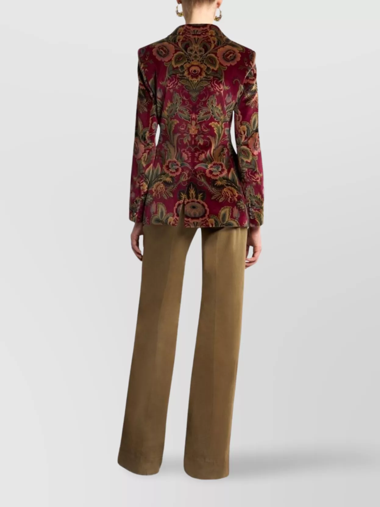 Etro Velvet Floral Pattern Long Sleeves Jacket In Red