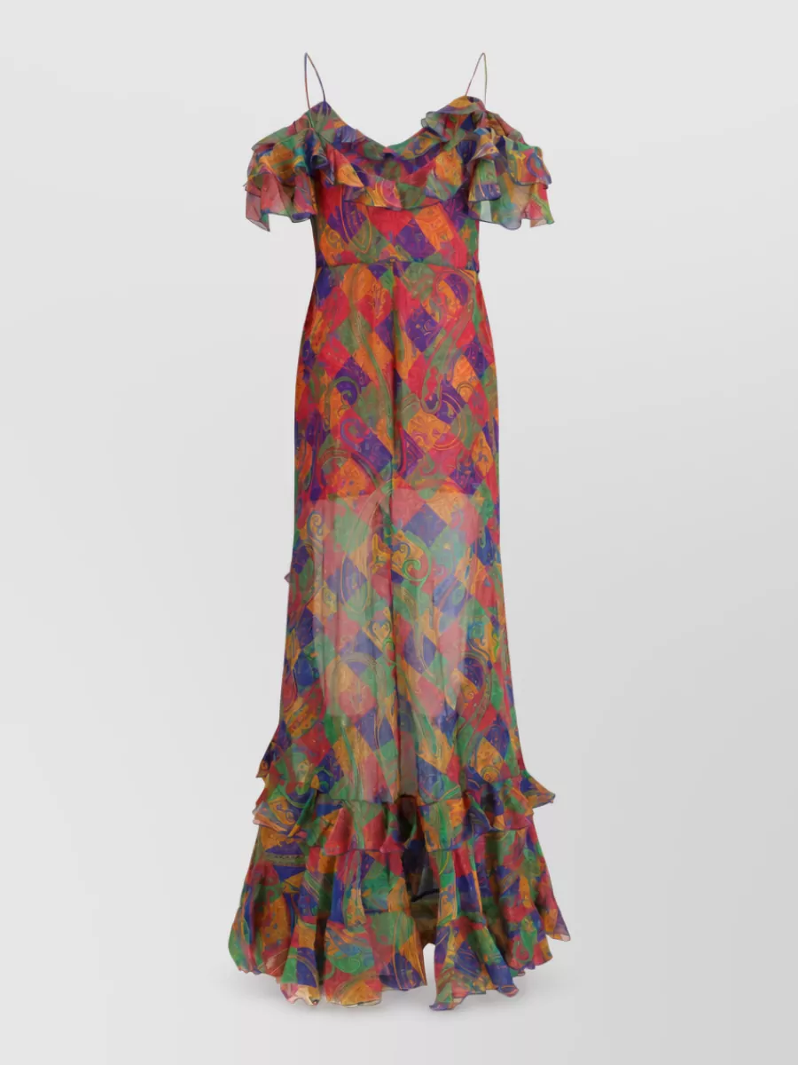 Etro Silk asymmetric one-shoulder v-neck maxi dress