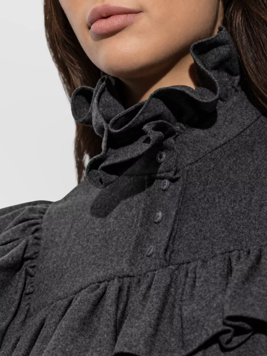 Chloé Wool Cashmere Ruffled Turtleneck Top