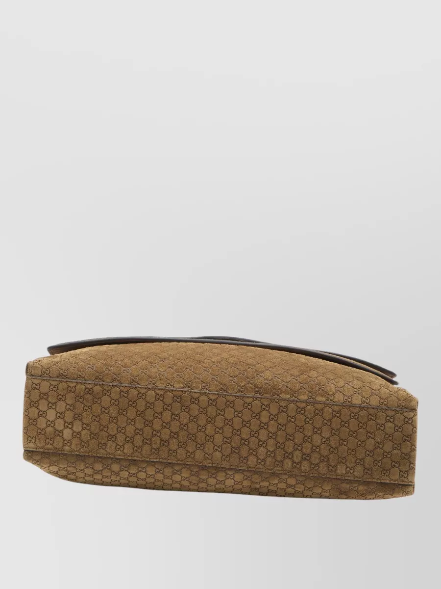 Gucci Large Gg Suede Leather Chain Bag