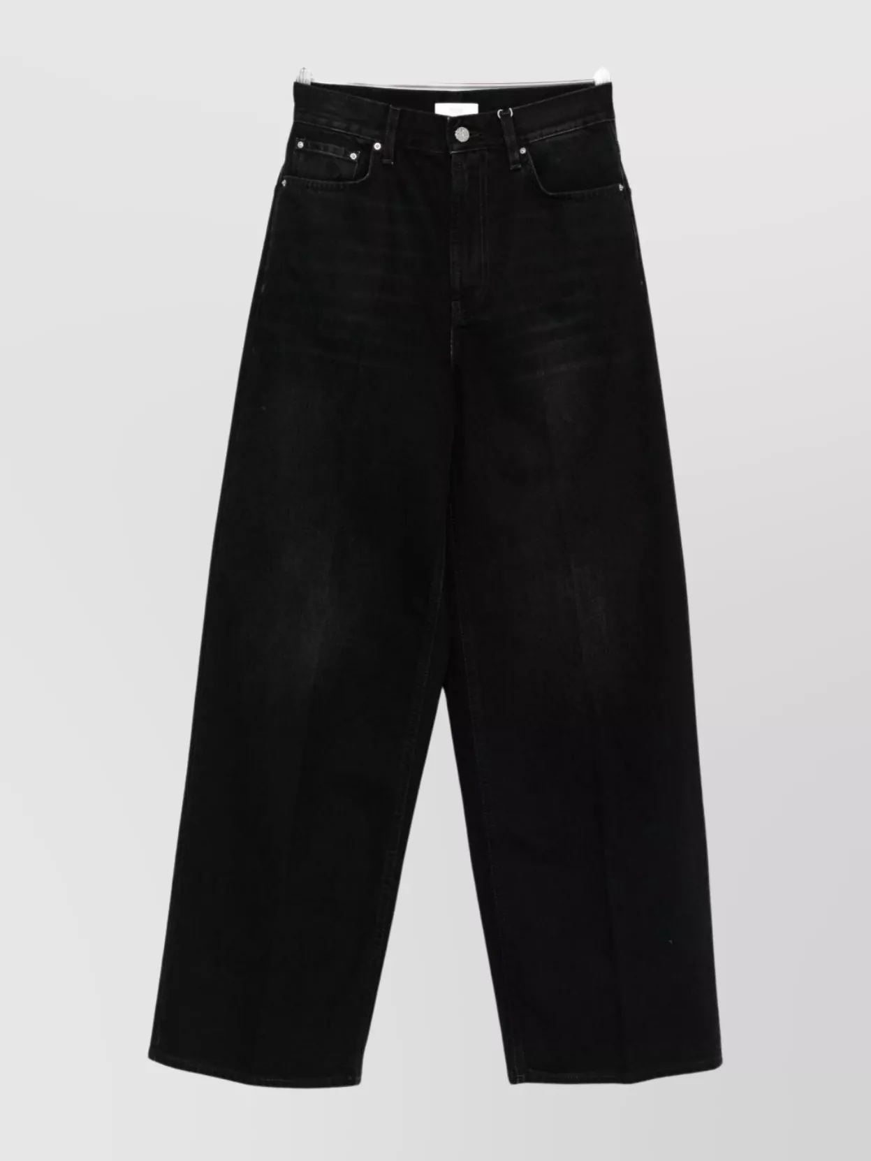 Totême High Waist Wide Leg Denim Trousers In Black