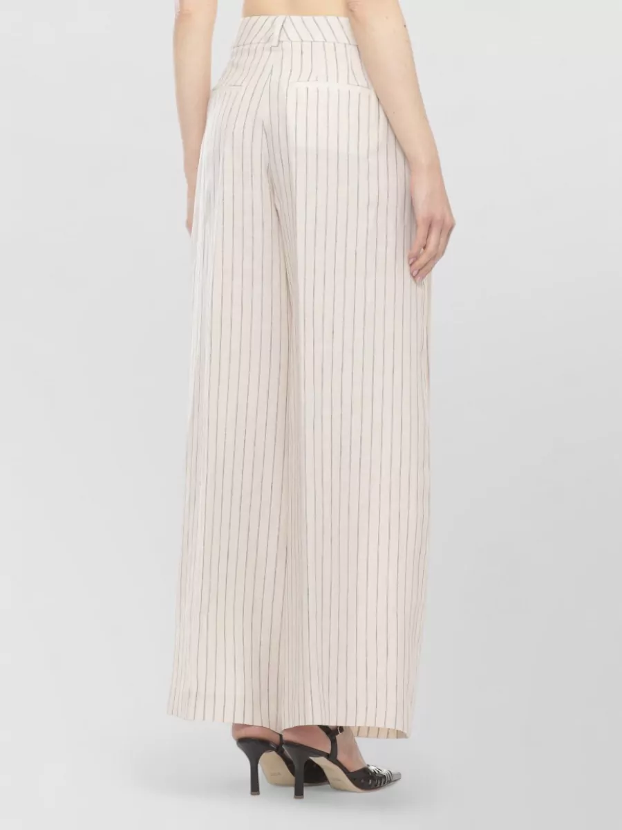 Peserico Striped Linen Wide-Leg Trousers