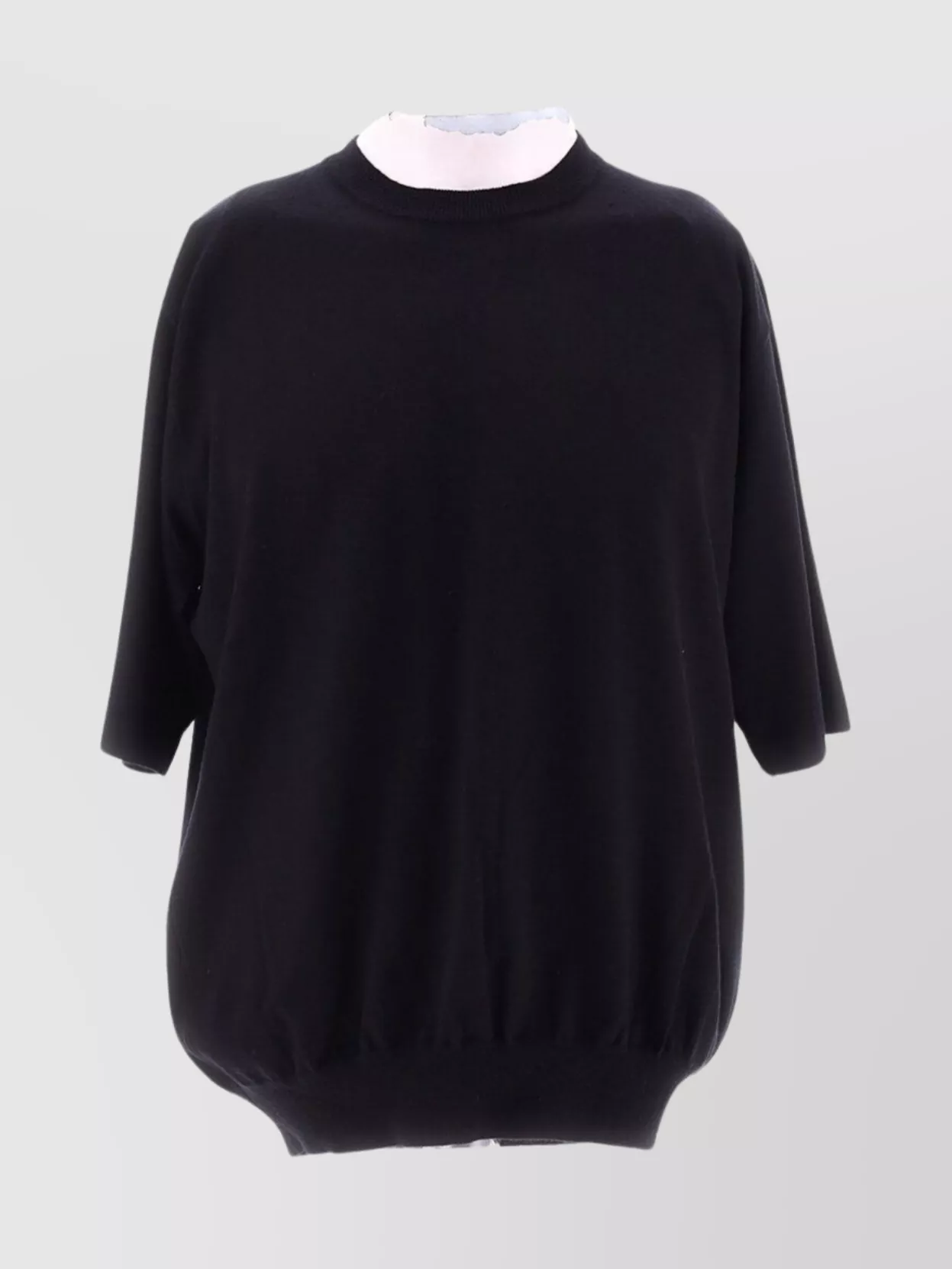 Auralee Cashmere Crew Neck Sweater With Short Sleeves In Black
