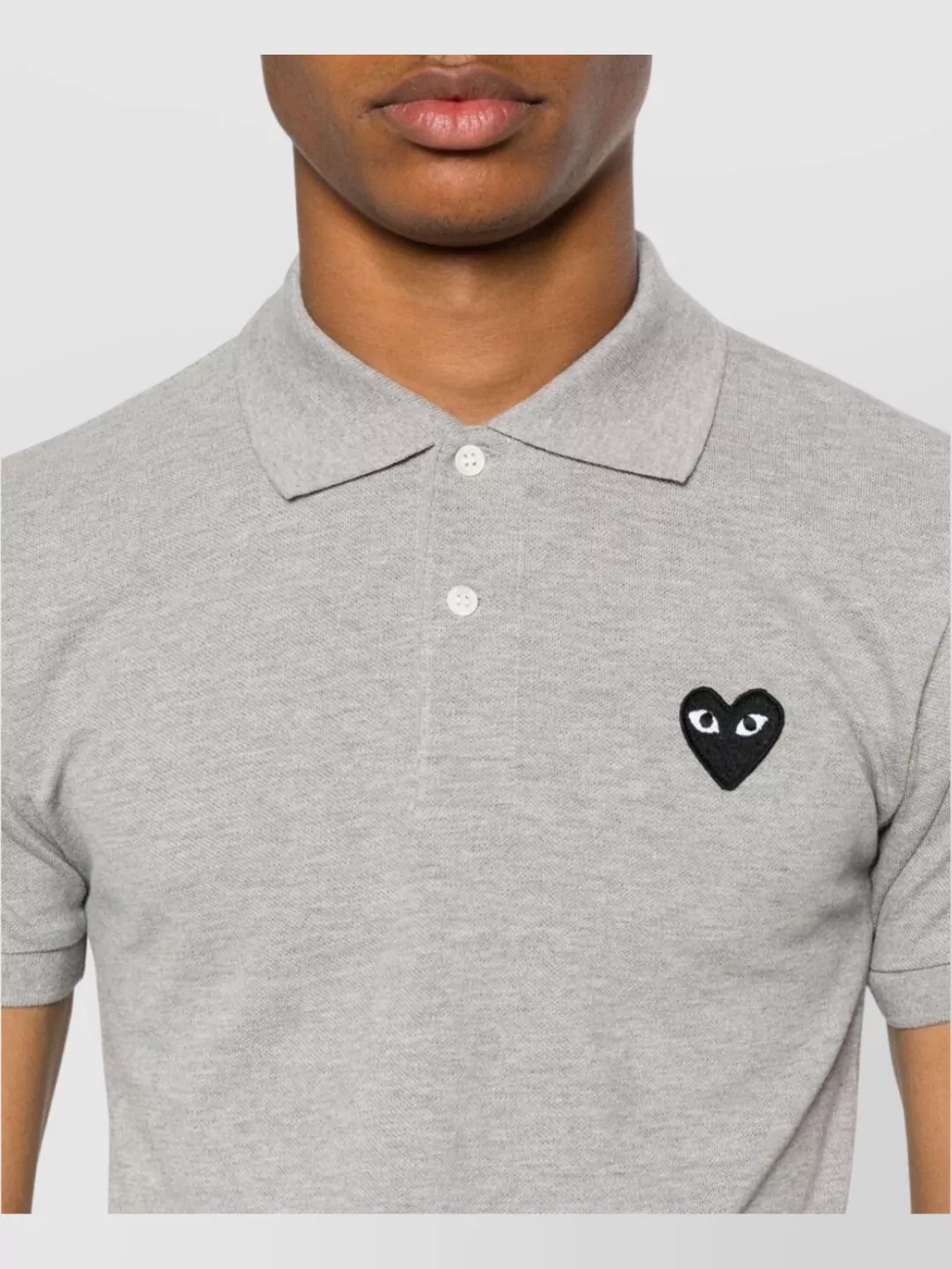 Comme Des Garçons Play Polo Top With Short Sleeves And Ribbed Cuffs In Gray