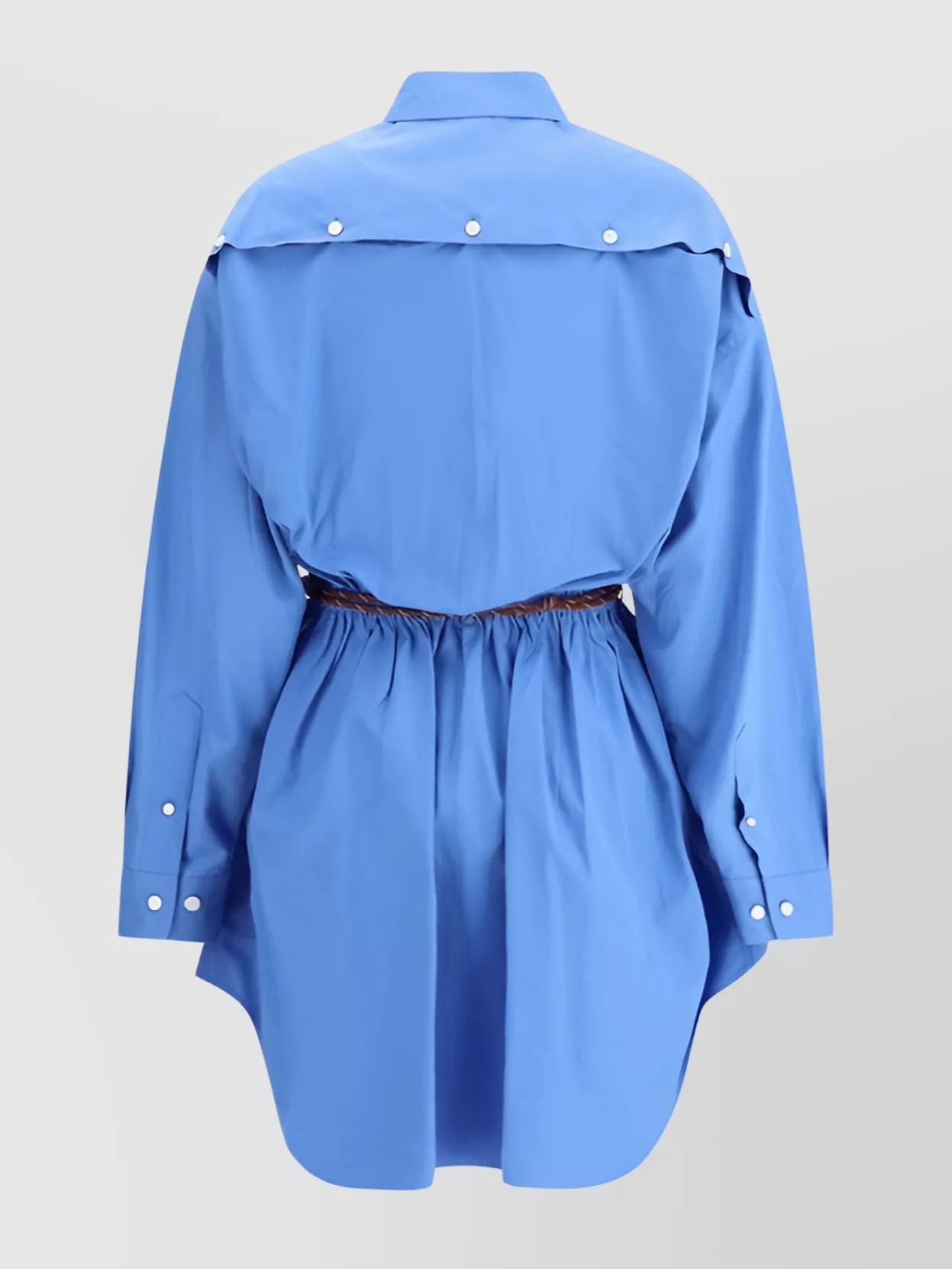 Miu Miu Waist Belted Gathered Detail Long Sleeves Dress