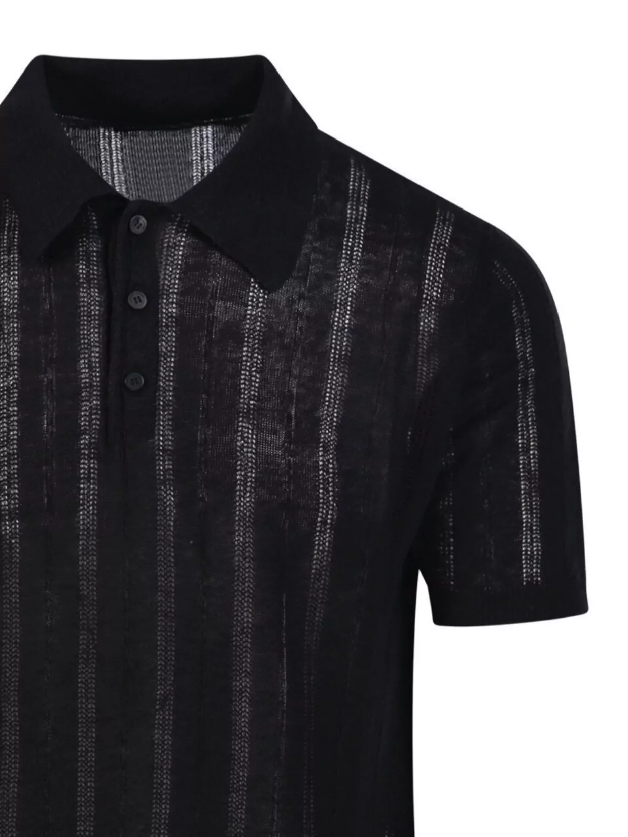 Roberto Collina Sheer Striped Short Sleeve Polo Vest