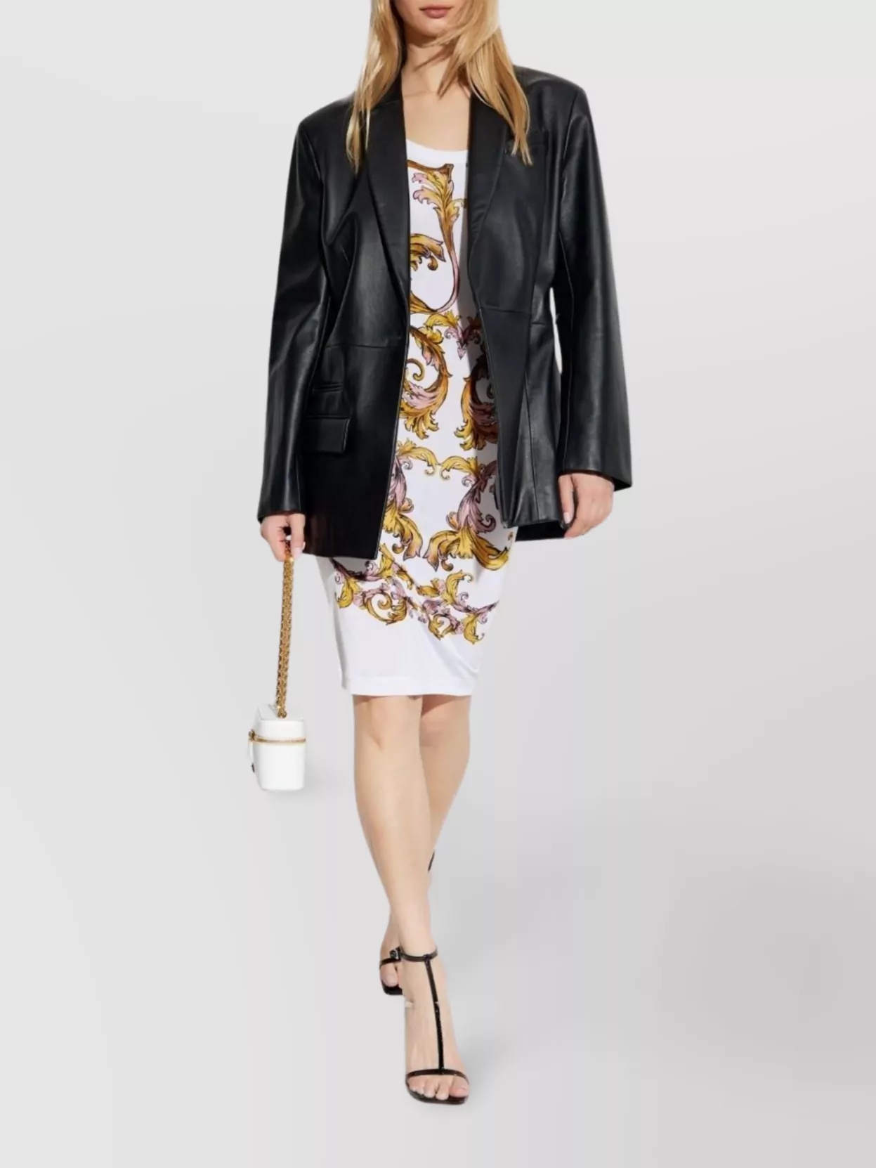 Versace Jeans Couture Sleeveless Knee-Length Dress Ornate Print
