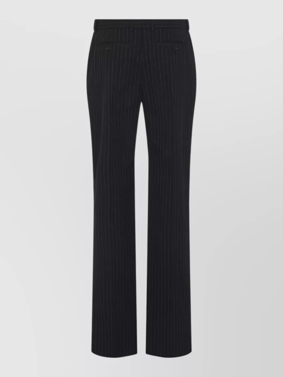 Alexander McQueen wool pinstriped mid-rise straight-leg tailored trousers