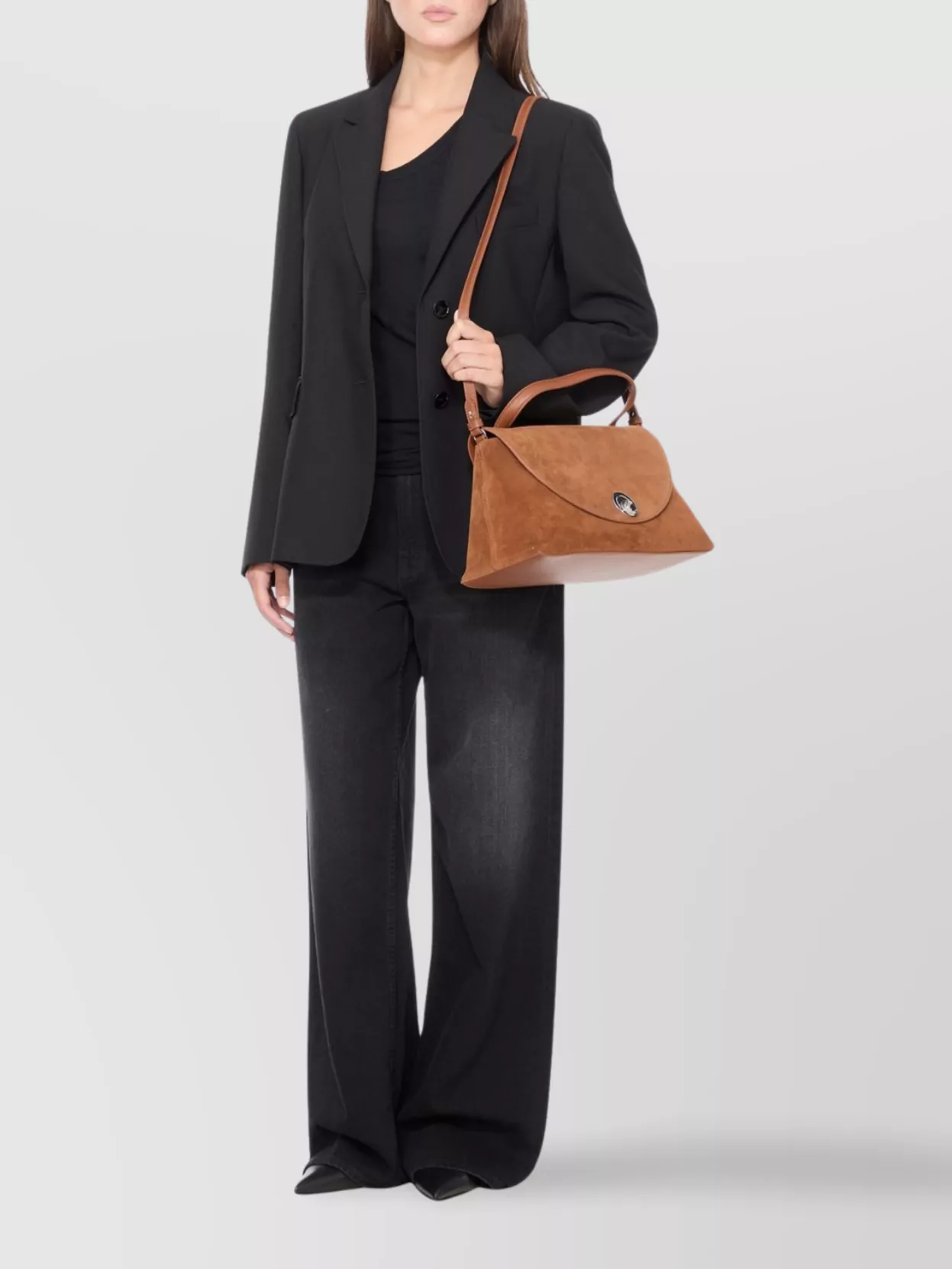 Coccinelle Suede Leather Shoulder Bag With Top Handle In Brown