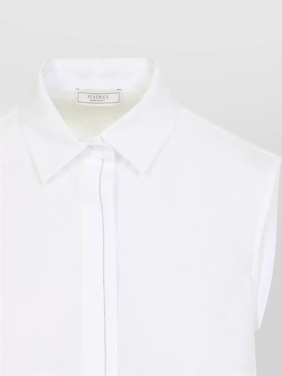 Peserico Collared Neck Sleeveless Top Layered Hem