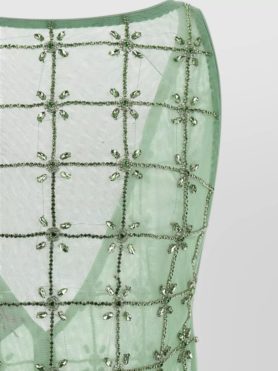 Pinko Embellished Tulle Sleeveless Boat Neck Top