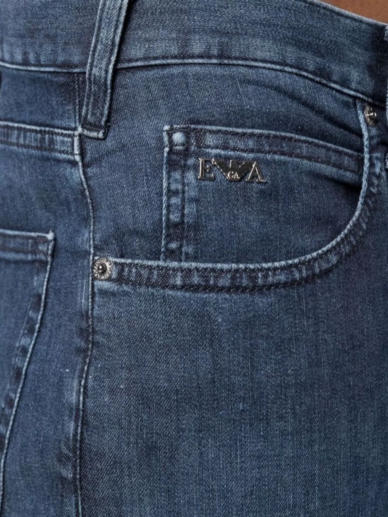 Emporio Armani Regular Fit Denim Jeans With Rivet Detailing