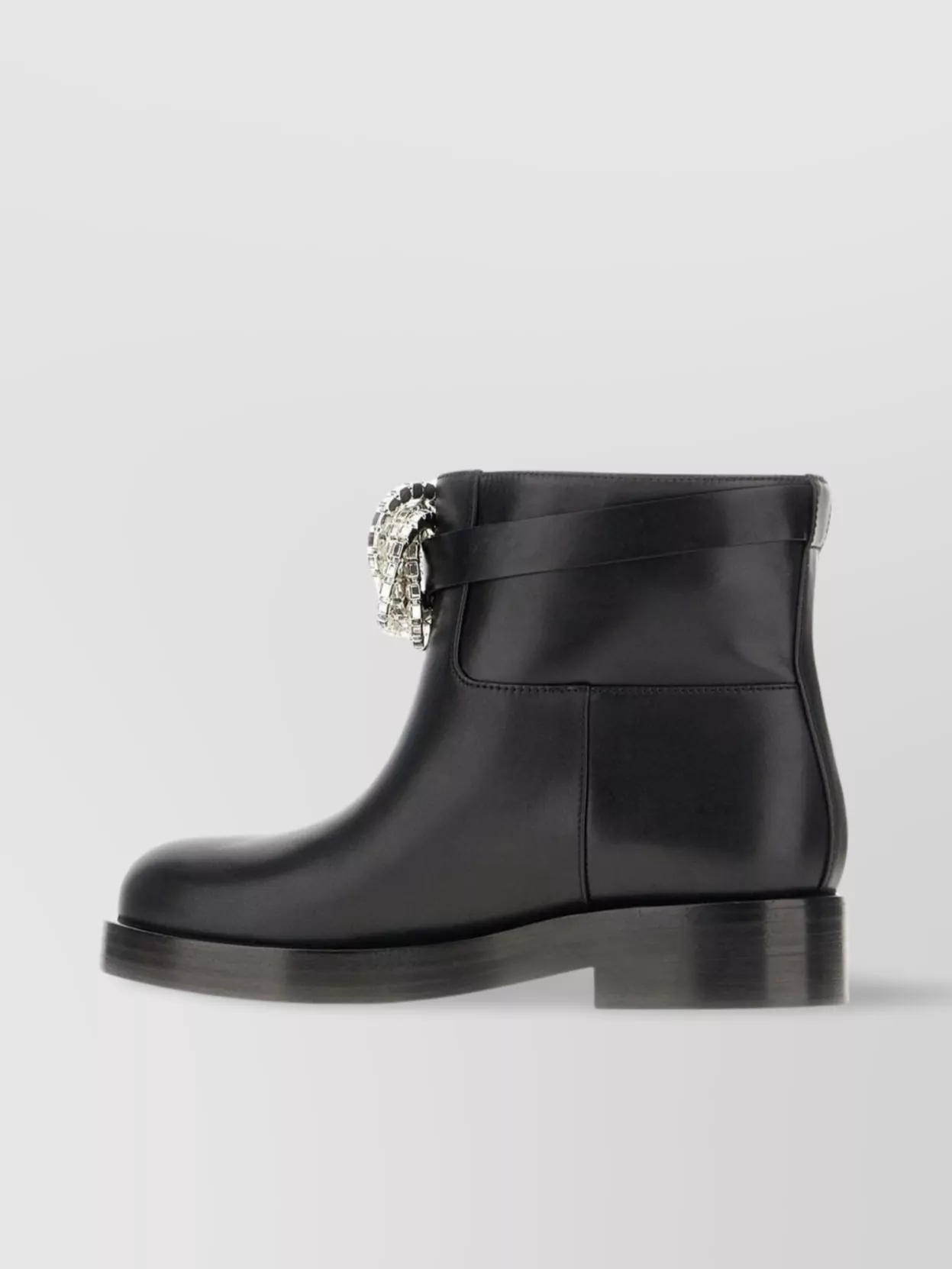Mach & Mach Leather Ankle Boots Jewel Detail