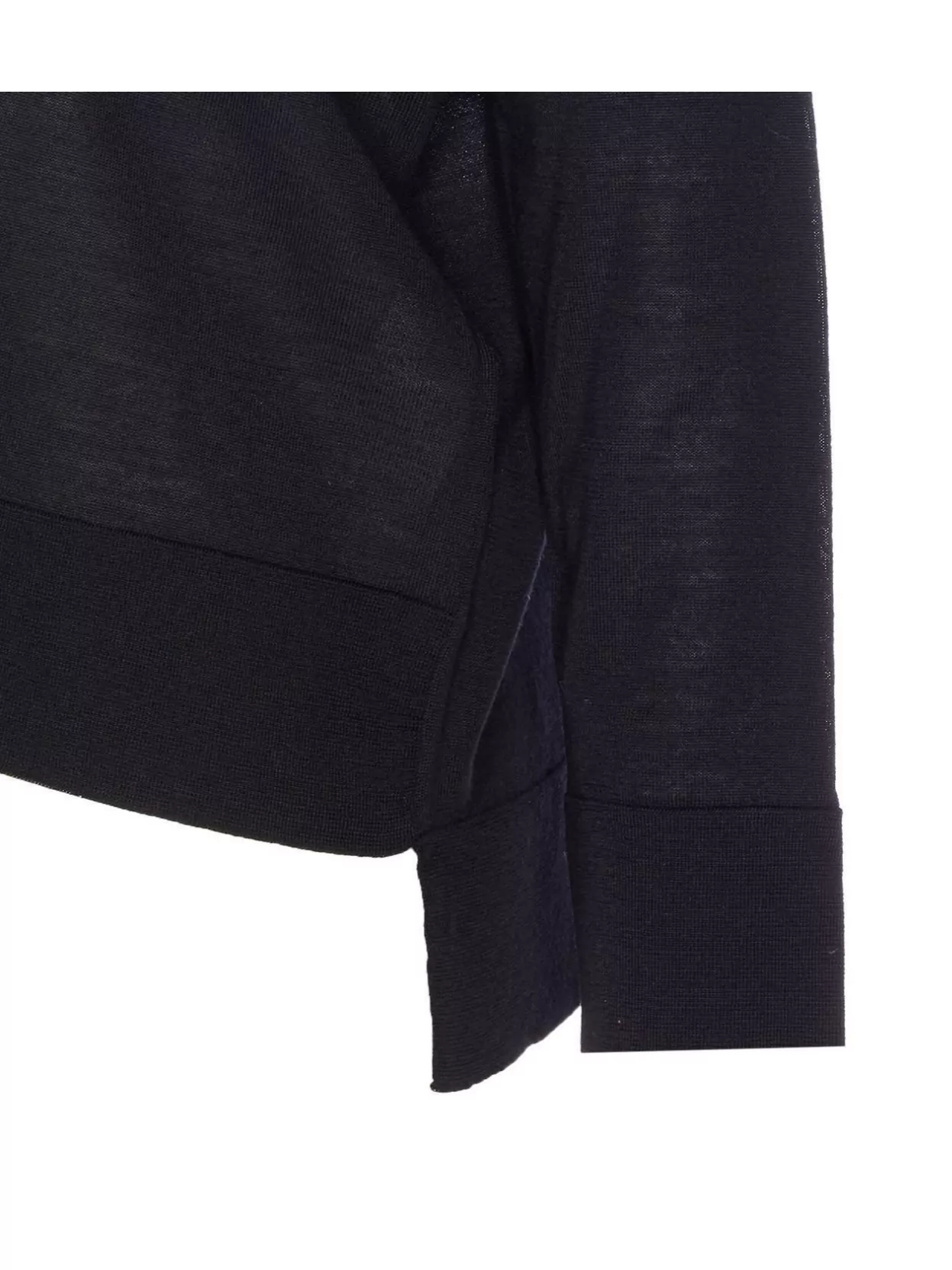 Roberto Collina Sheer Fabric Crewneck Sweater With Ribbed Cuffs In Black
