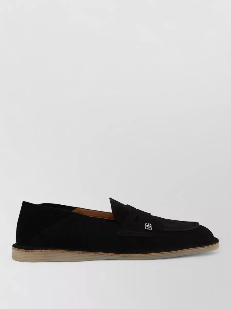 Dolce&Gabbana Loafers Flat Sole Round Toe Suede