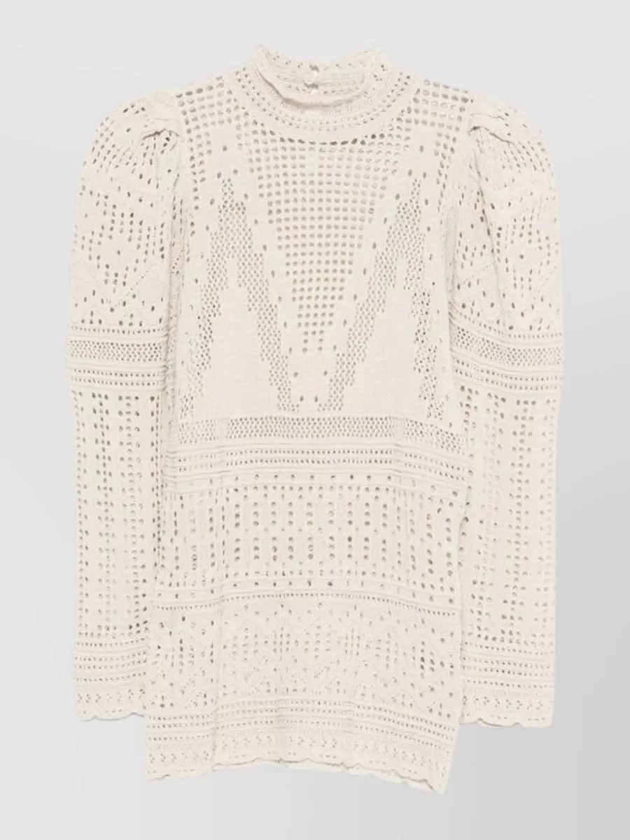 Isabel Marant crochet geometric high-neck long-sleeve blouse