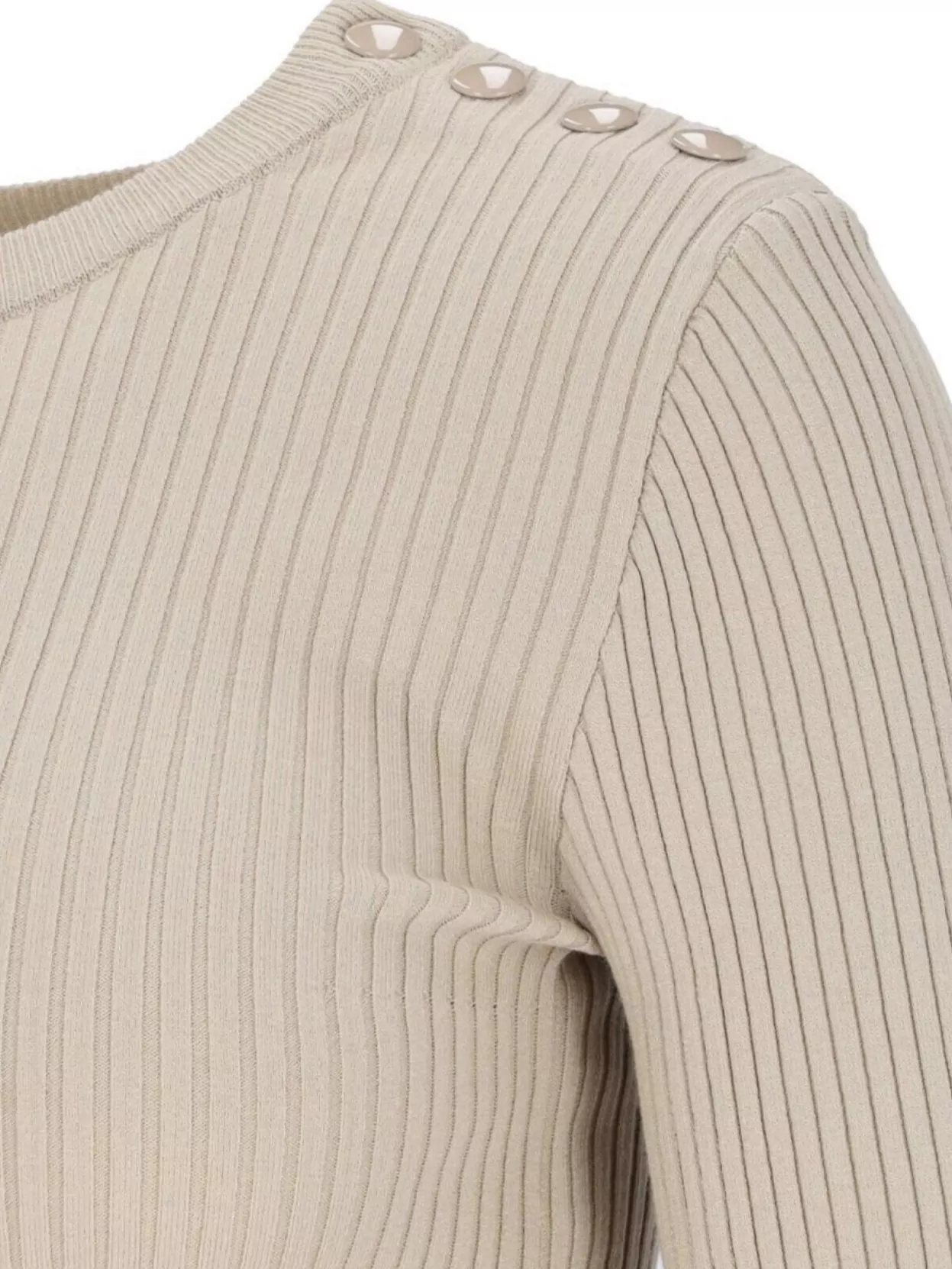 Courrèges Ribbed Crewneck Knitwear With Shoulder Button Detail