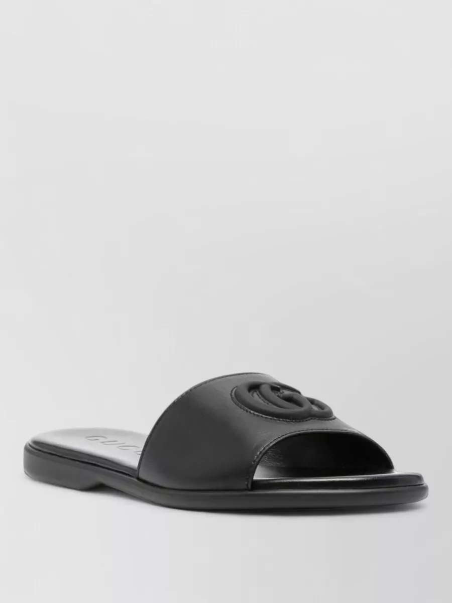 Gucci Flat Sole Open Toe Summer Slides In Black