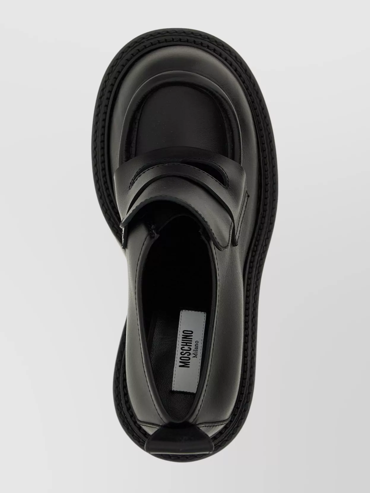 Moschino Block Heel Loafers Pull Tab