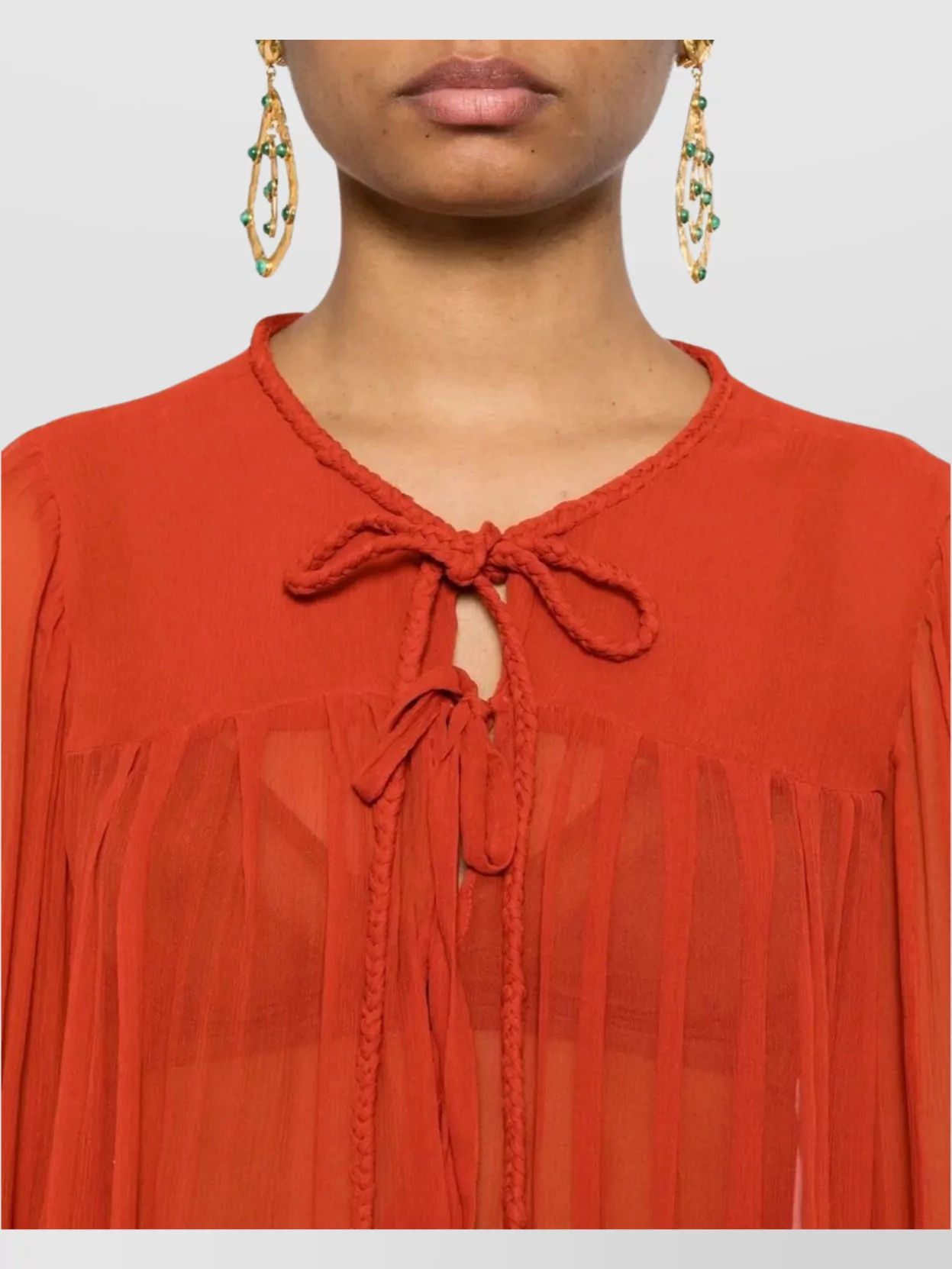 Isabel Marant Pleated Sheer Top Tie Detail