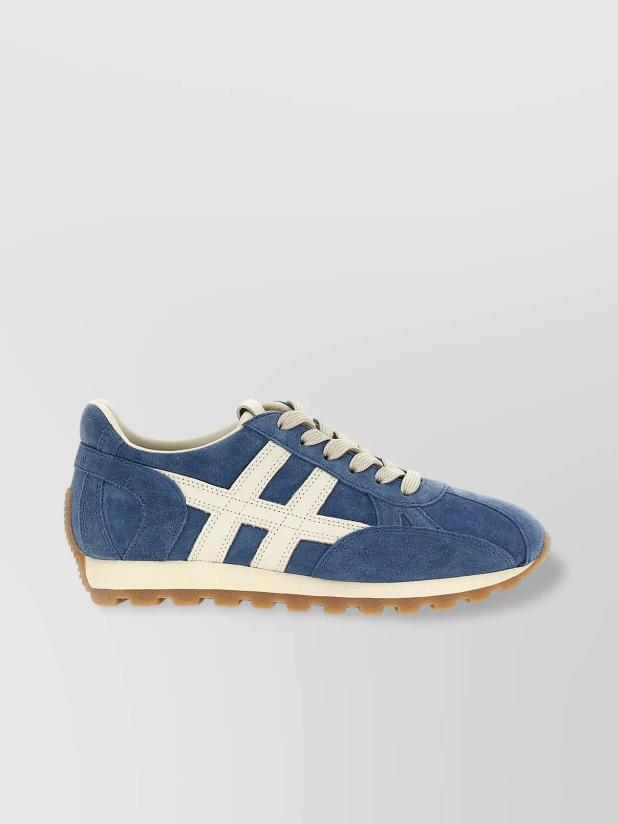 Hogan Striped Sneakers With Rubber Sole And Suede In Blue