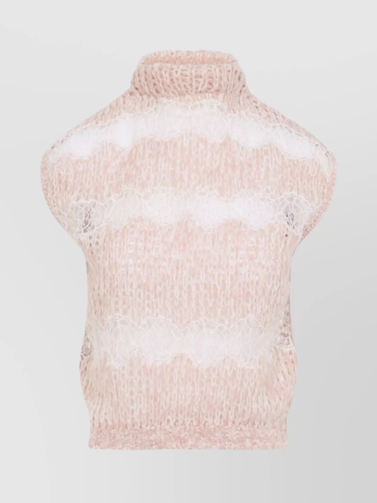Giambattista Valli High Neck Sleeveless Knit Top With Lace In White