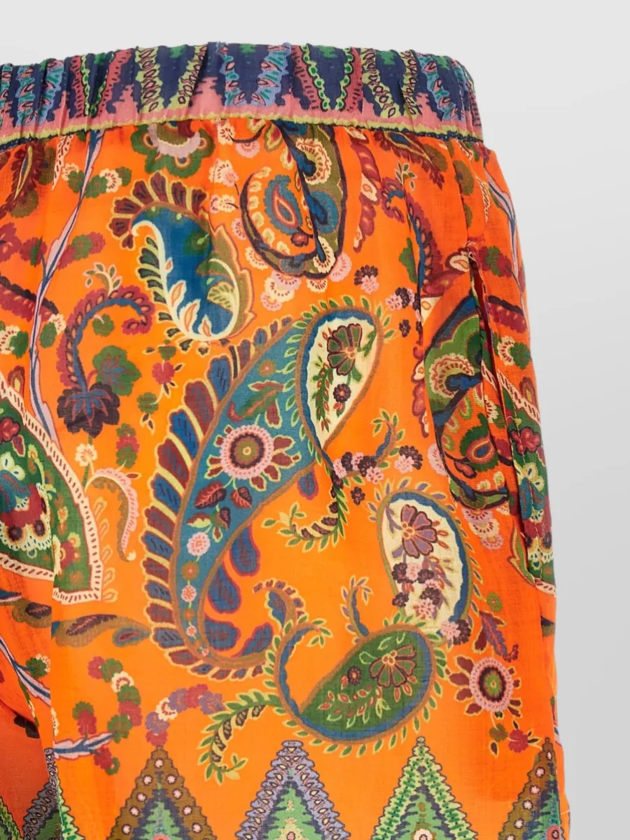 Etro Printed Ramie Wide-Leg Shorts