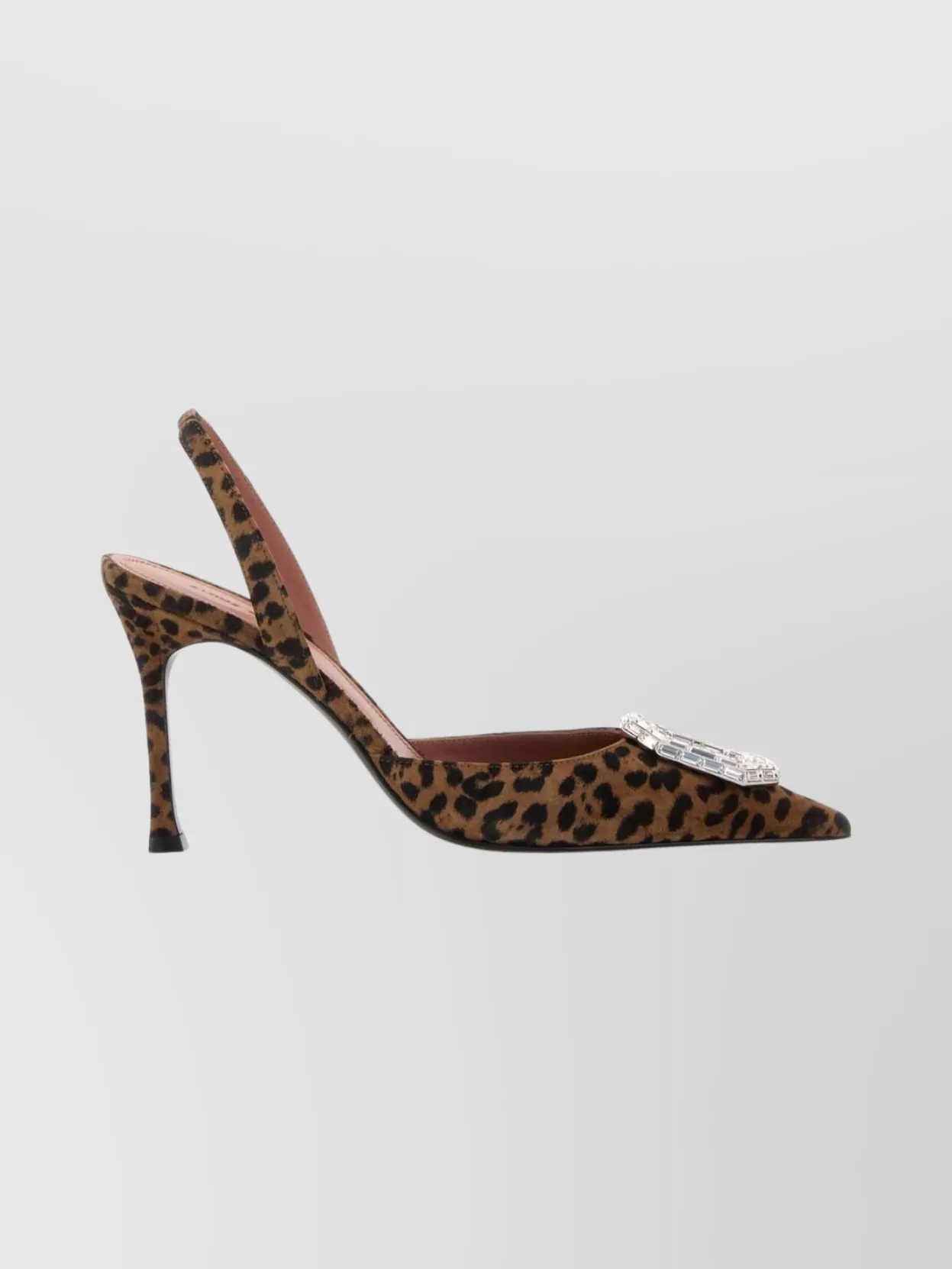 Amina Muaddi Animal Print Leather Slingback Pumps In Animal Print