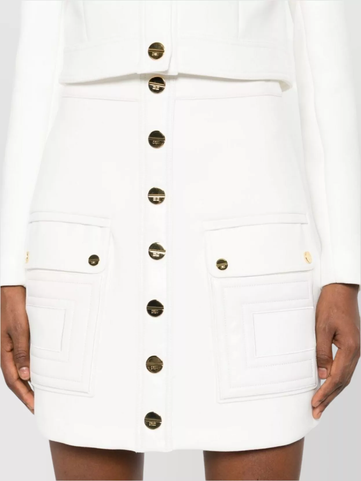 Elisabetta Franchi Midi Skirt With Button Pockets And Quilted Design