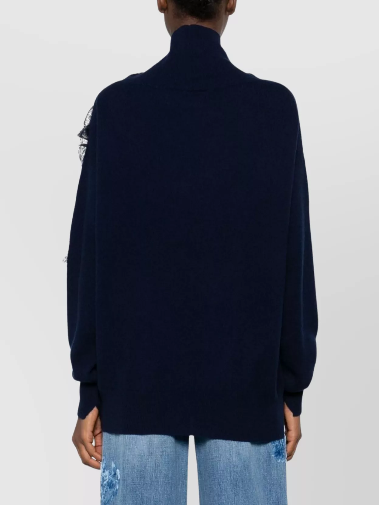 Ermanno Scervino High Neck Knitwear With Long Sleeves And Floral Appliqué