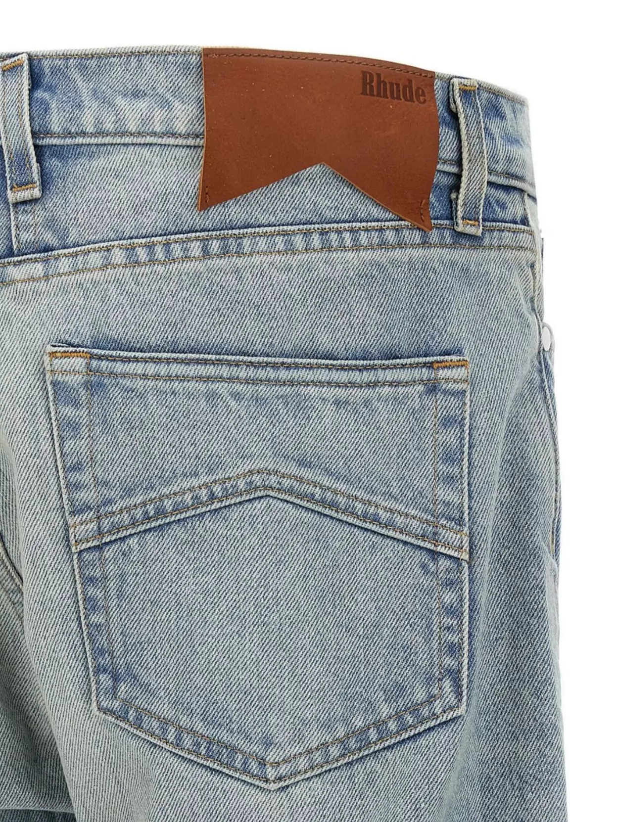 Rhude '90S High-Waisted Faded Wash Denim Trousers