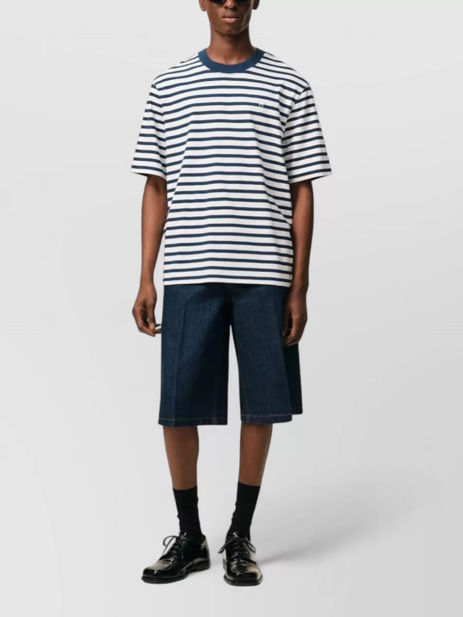 Ami Paris Striped Boxy Fit Cotton T-Shirt