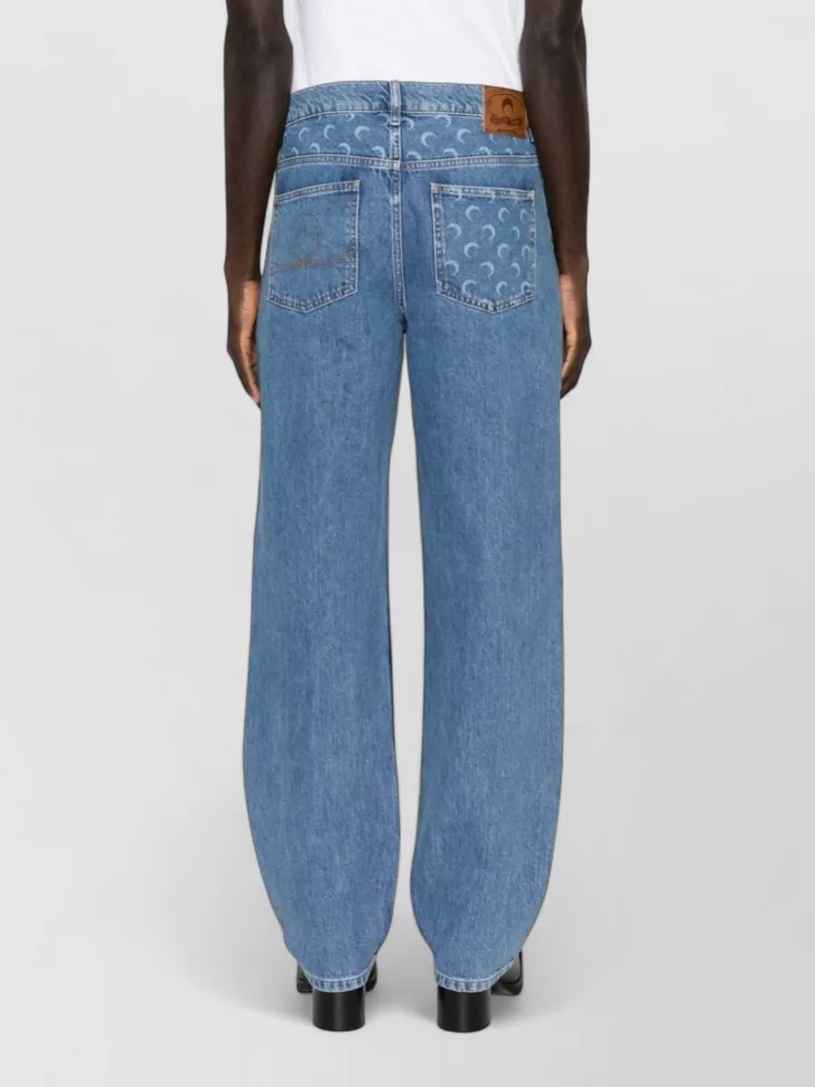 Marine Serre Logo Print Straight Leg Denim Jeans