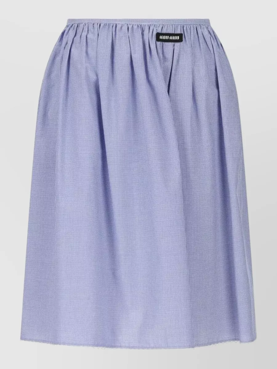 Miu Miu Cotton checked pleated midi skirt
