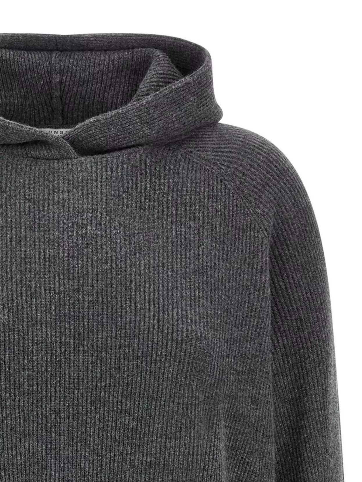 Brunello Cucinelli Ribbed Texture Hooded Sweater With Long Sleeves In Black