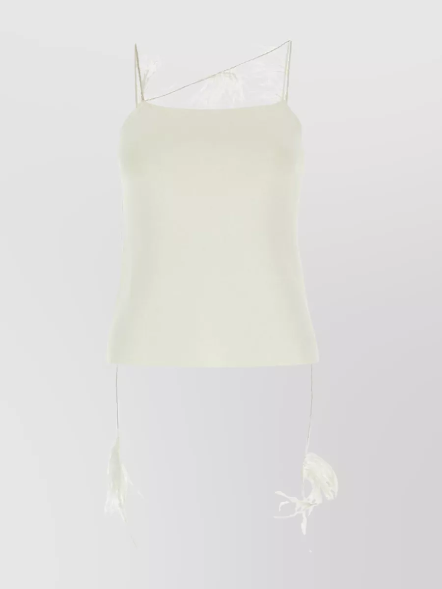 Shop Jil Sander Silk Blend Feathered Camisole In White