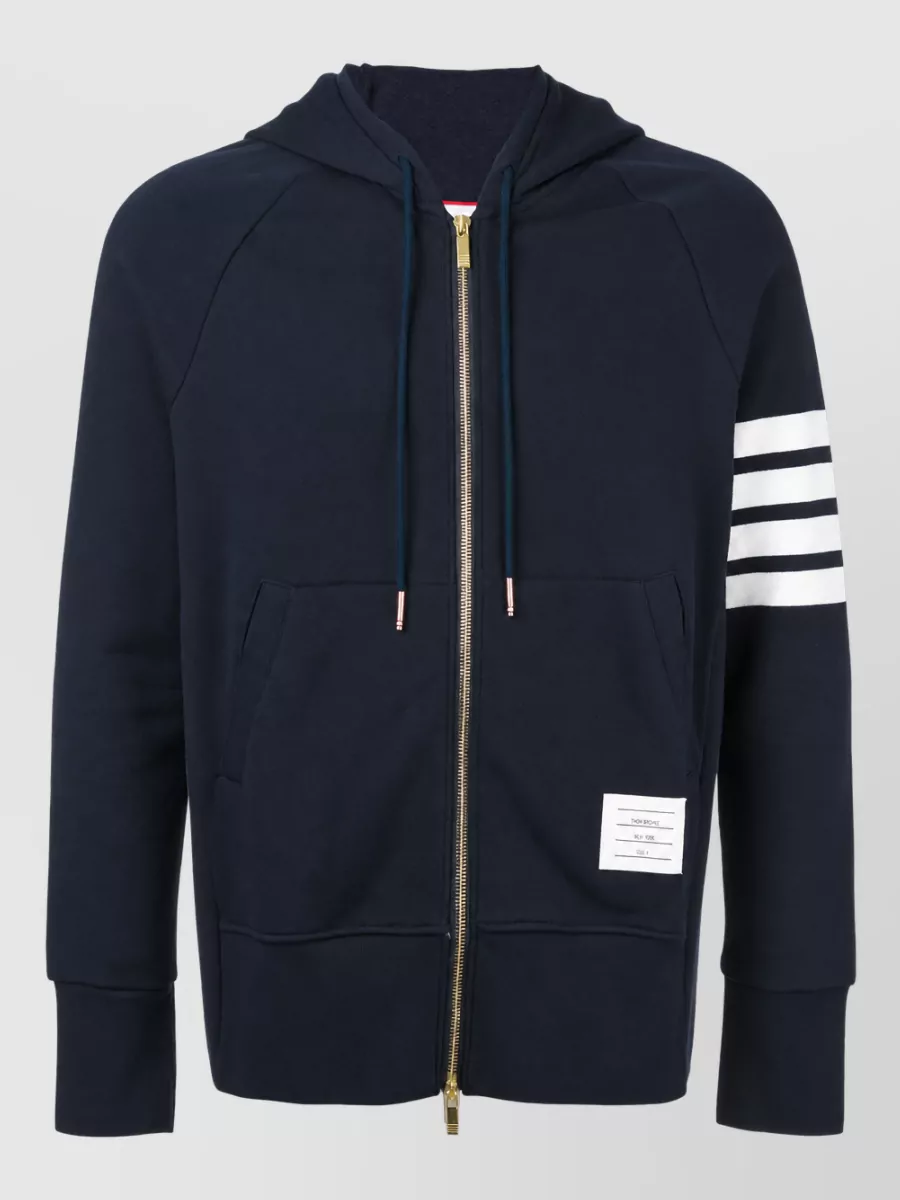 Thom Browne cotton zip-up hooded sweatshirt
