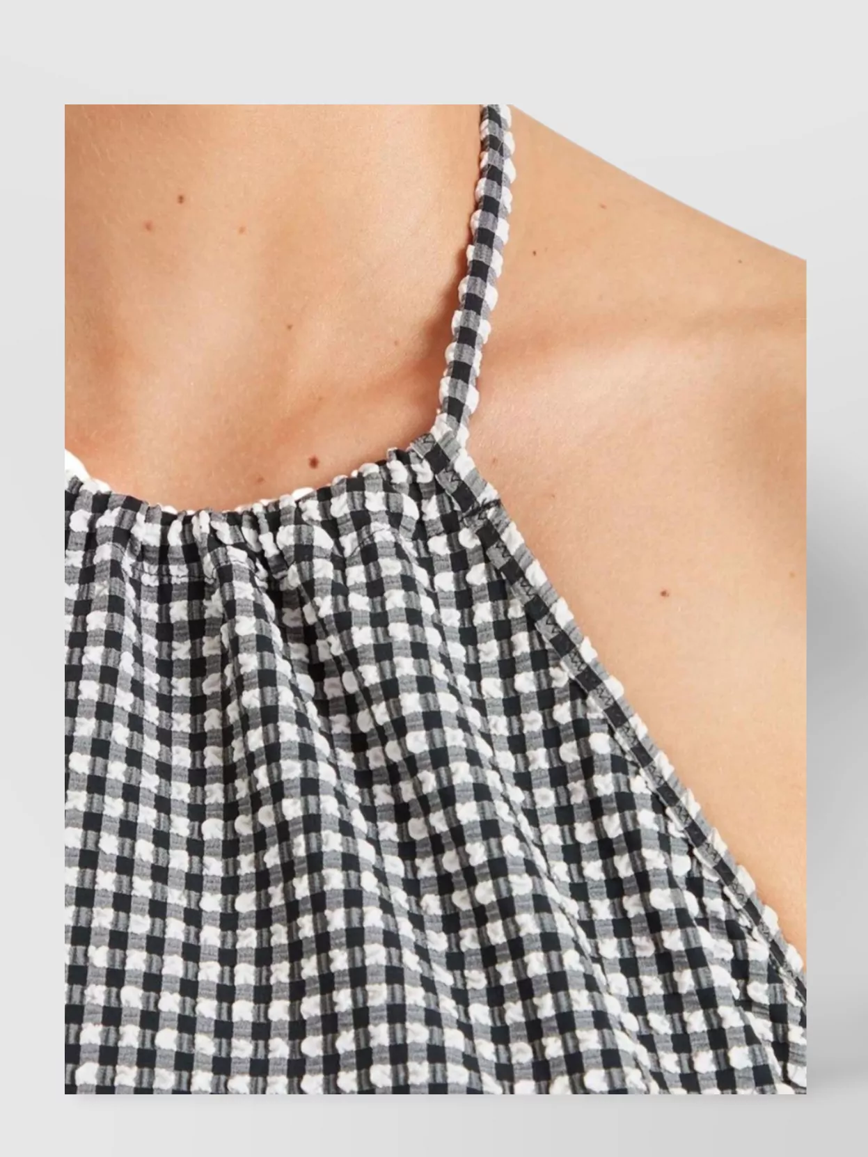 Hunza G Halter Neck A-Line Check Dress