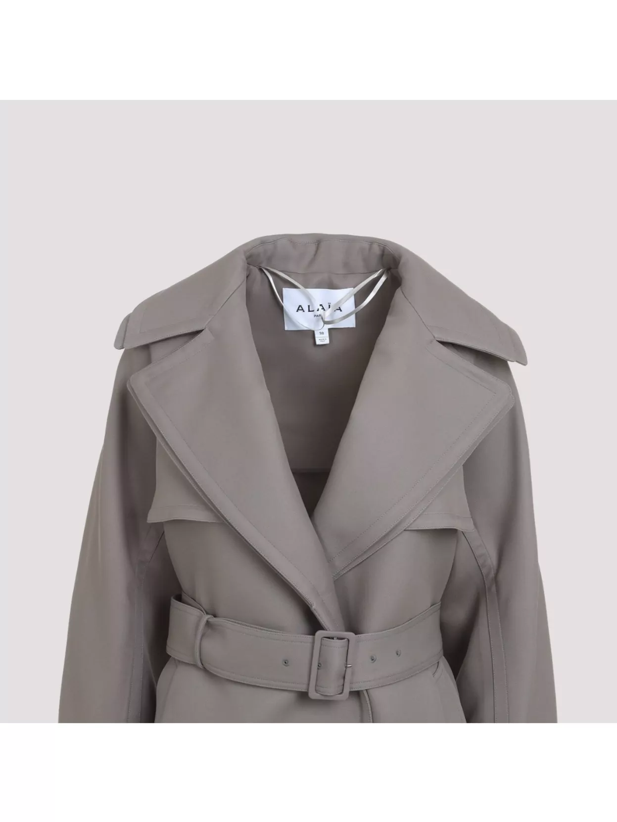 Alaïa Trench Coact Double Diagonal Women In Gray