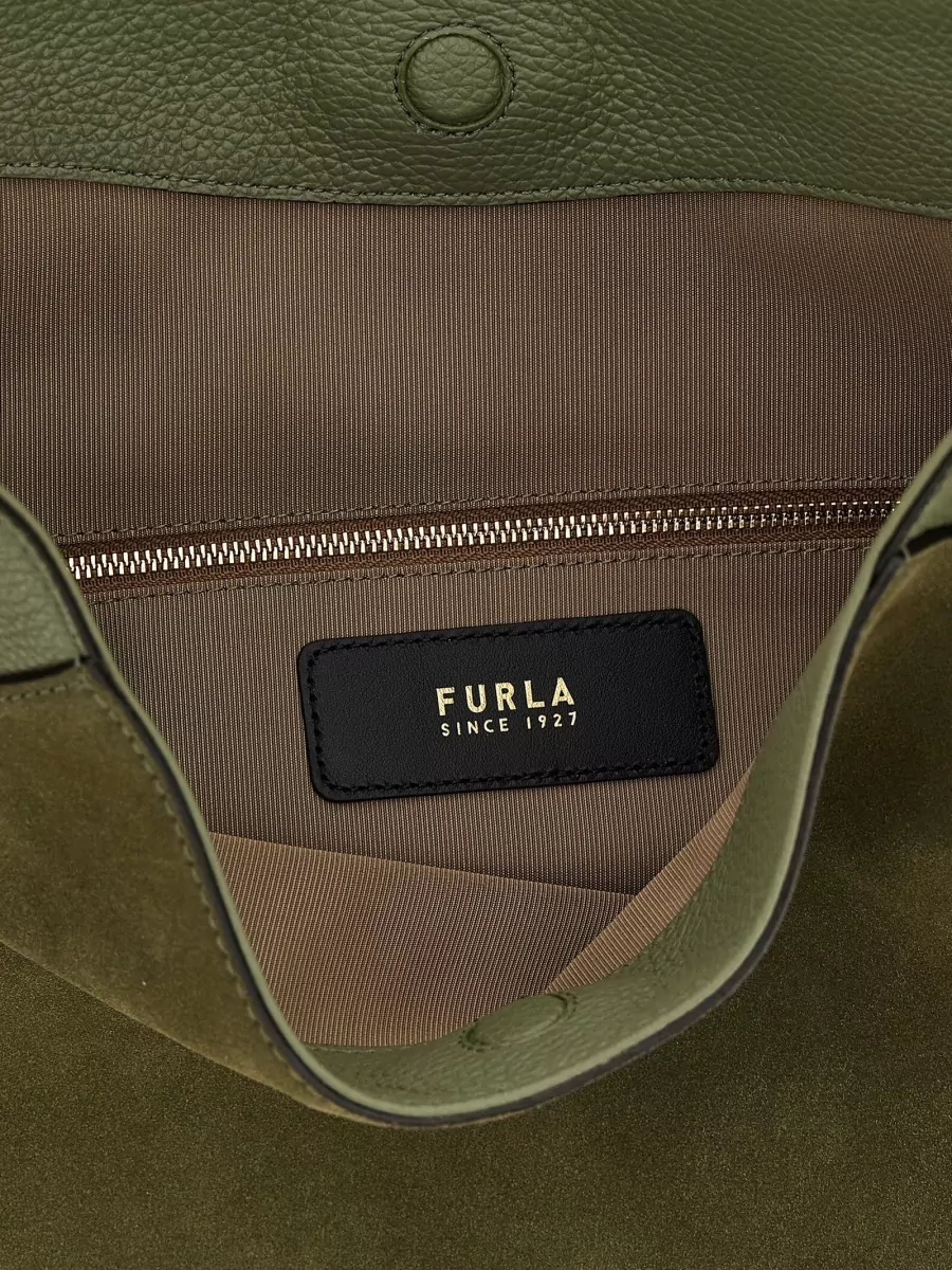Furla Lara Large Suede Top Handle Shoulder Bag