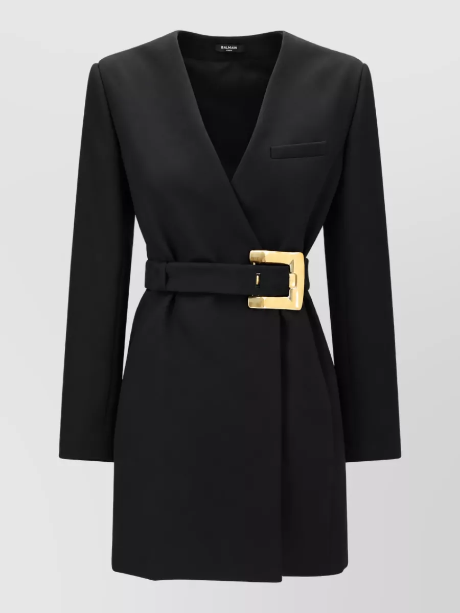 Balmain wool belted blazer