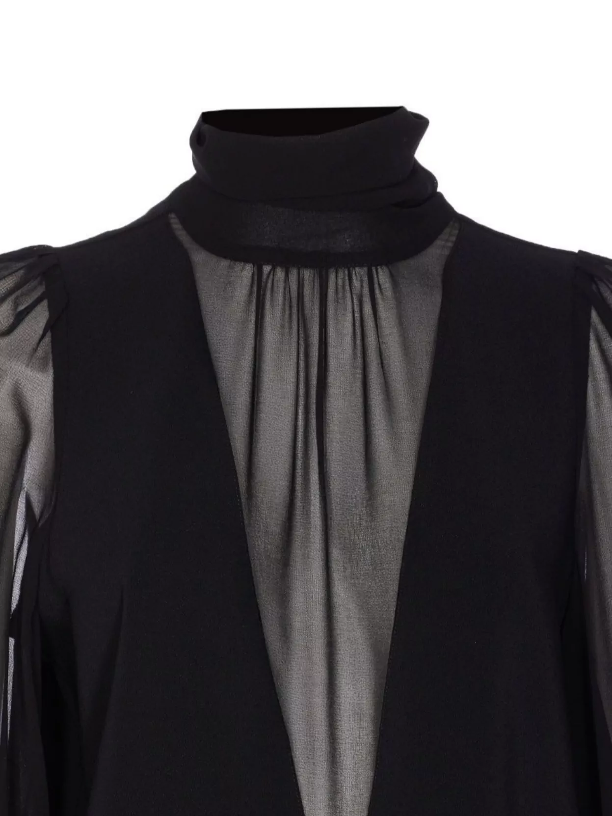 Pinko High Neck Mini Dress With Sheer Sleeves