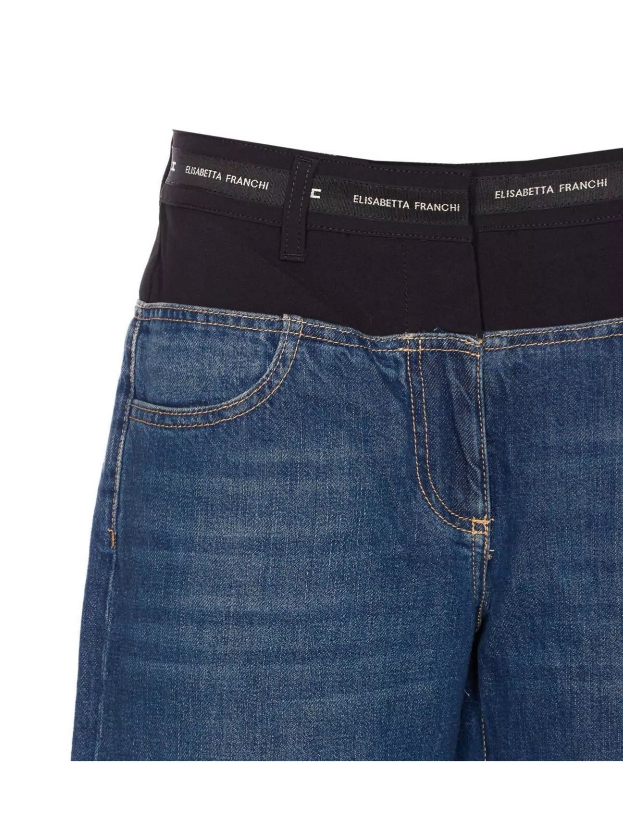 Elisabetta Franchi High Waist Wide Leg Denim Trousers