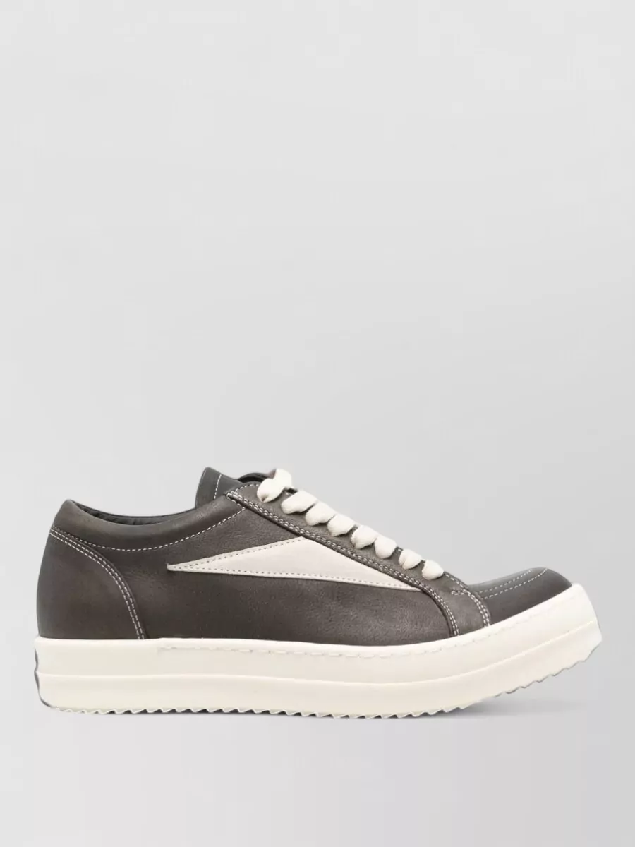 Rick Owens Leather Lace-Up Sneakers