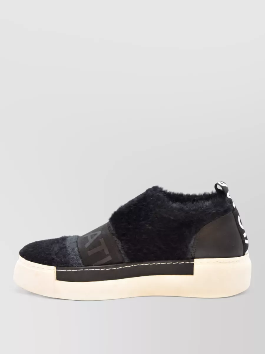Vic Matie Sneakers Contrast Sole Fur Texture Pull Tab